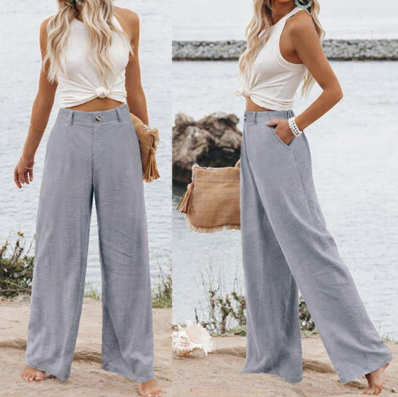 Flow Button Up Wide Leg pants